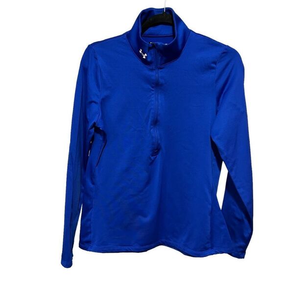 Under Armour Authentics ColdGear 1/2 Zip T-Shirt Pullover Royal Blue Jacket - Picture 6 of 11